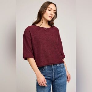 Gentle Fawn Kerrigan Knit Sweater Size M Rolled Hem Burgundy Wine Relaxed Fit